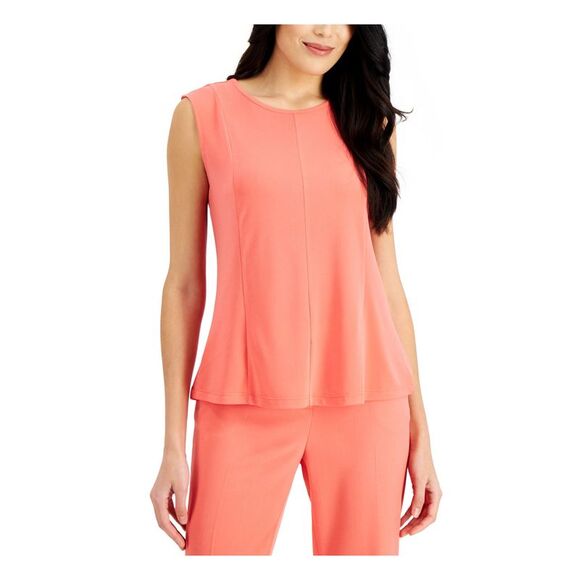 KASPER Tops - KASPER Womens Pink Sleeveless Round Neck Top XS